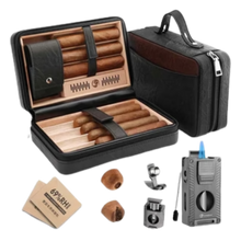 Load image into Gallery viewer, MY FATHER - MF Travel Humidor Black Leather/Cedar